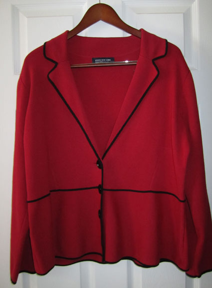 Red jacket with black trim