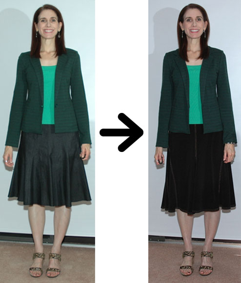 Tonal green outfit restyled