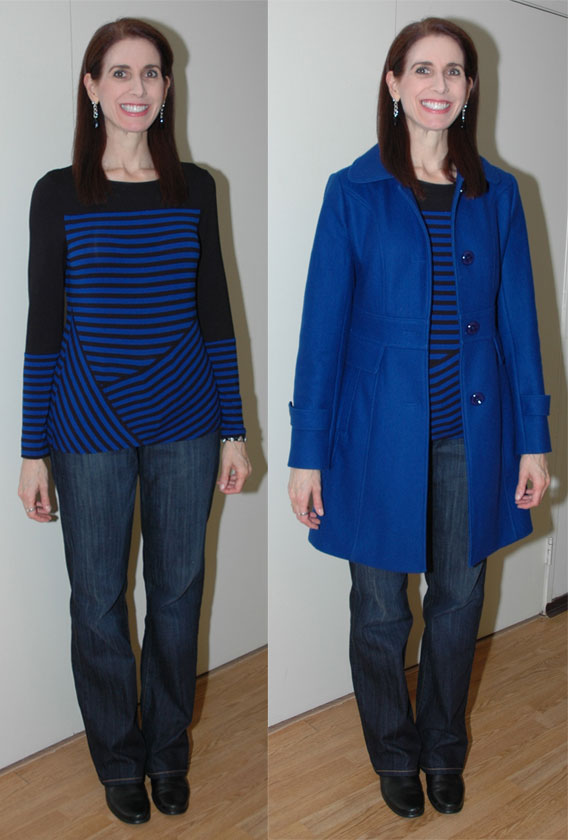 Cobalt coat outfit