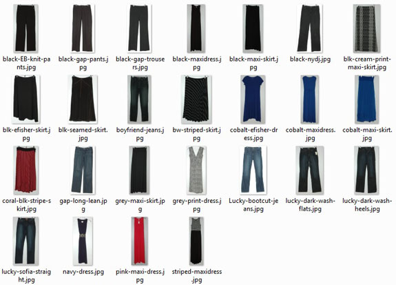 June 2015 working closet - bottoms and dresses