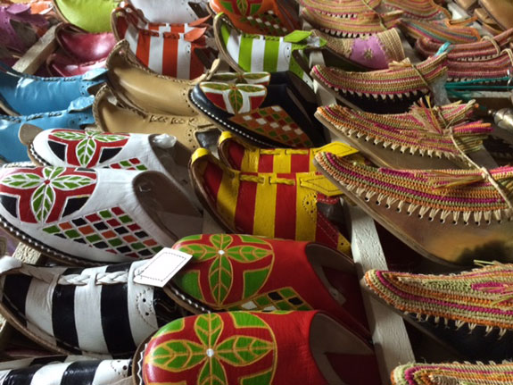 shoes in a Marrakesh souk