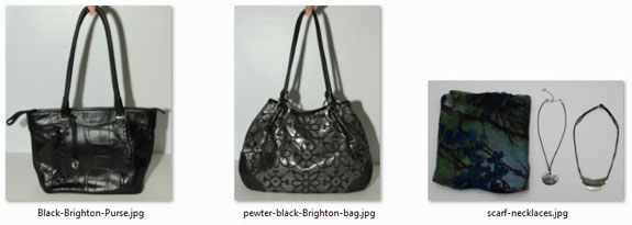 November 2015 purses, necklaces, and scarf