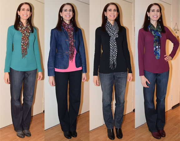 solid tops with scarves outfits