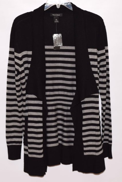 black and grey striped cardi